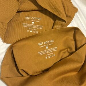 SET Activewear workout set in gold